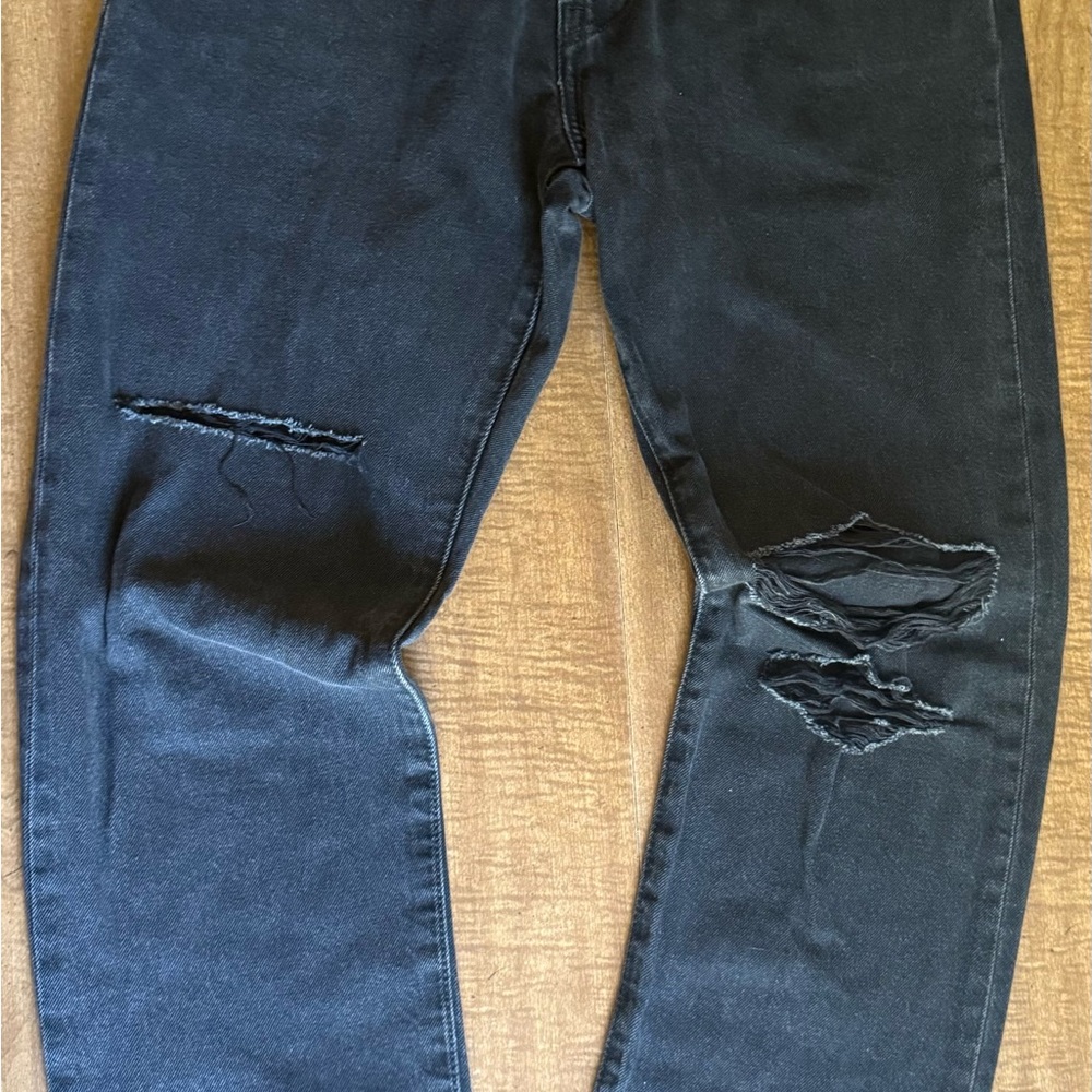 Levi’s Jeans 501 Womens Sz 30x30 Black Cotton Button-Fly Distressed Denim Grunge - Picture 3 of 11